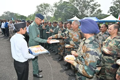 Air Marshal Vijay Kumar Garg Distributing Sweets