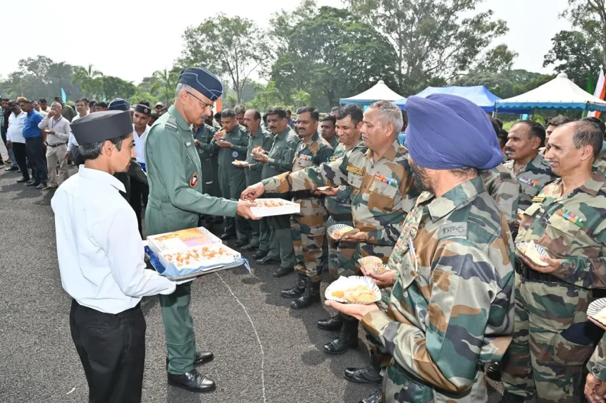 Air Marshal Vijay Kumar Garg Distributing Sweets