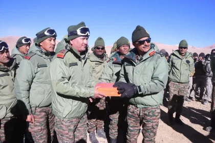 Lt Gen Hitesh Bhalla Celebrates Diwali with Forward Troops in Ladakh