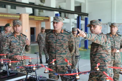 Lt Gen Pratik Sharama Reviewing Drones