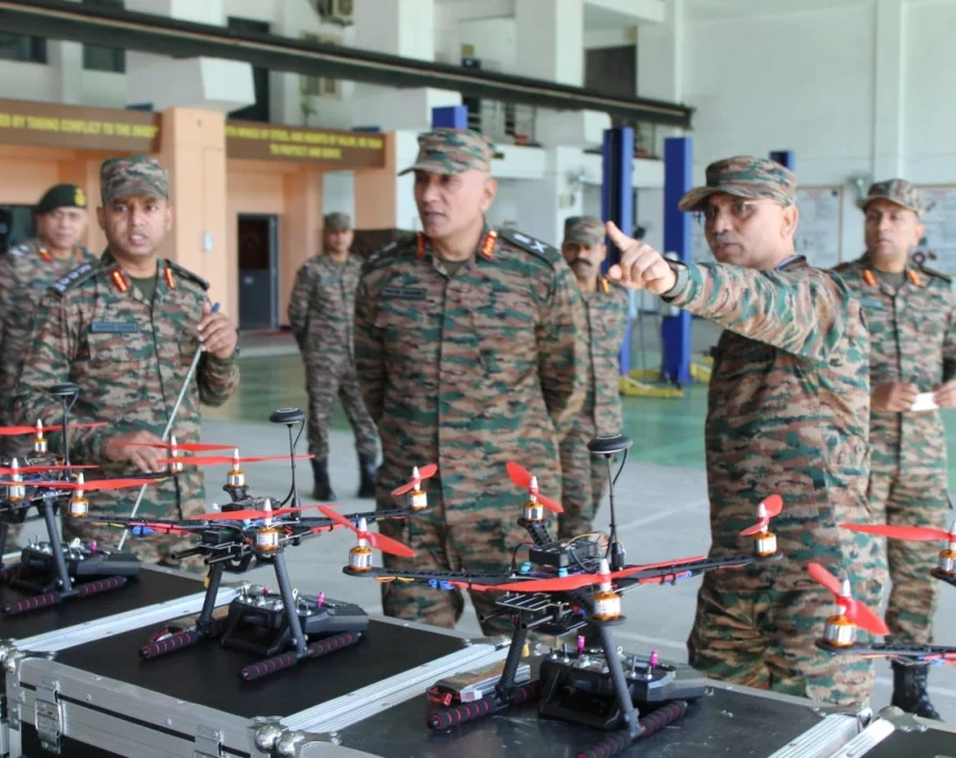 Lt Gen Pratik Sharama Reviewing Drones