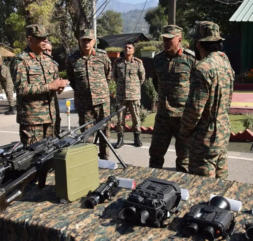 Lt Gen Pratik Sharma Checking Equipment