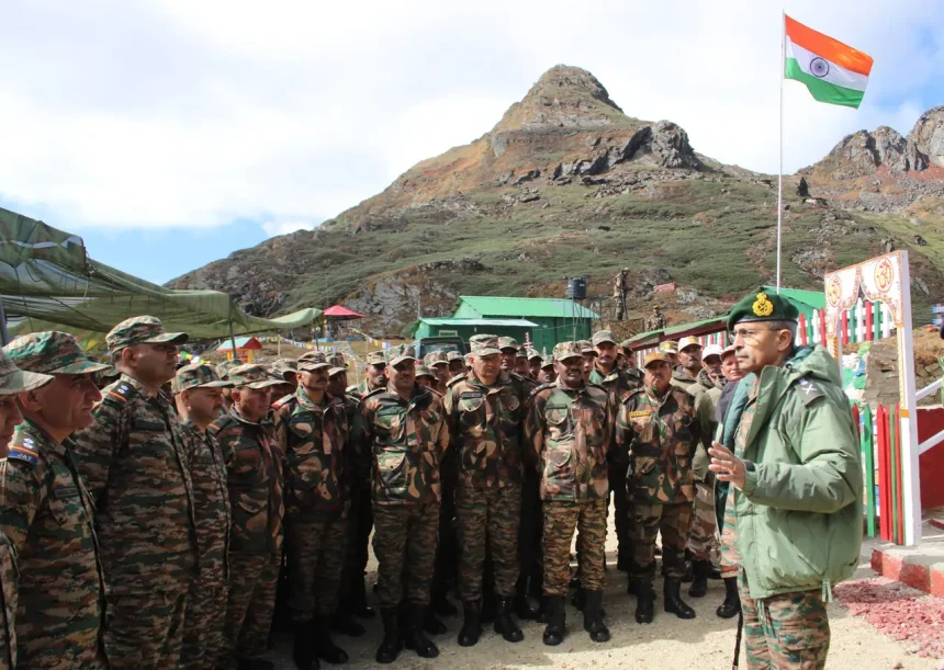 Lt Gen RC Tiwari Talking with Other Soldiers