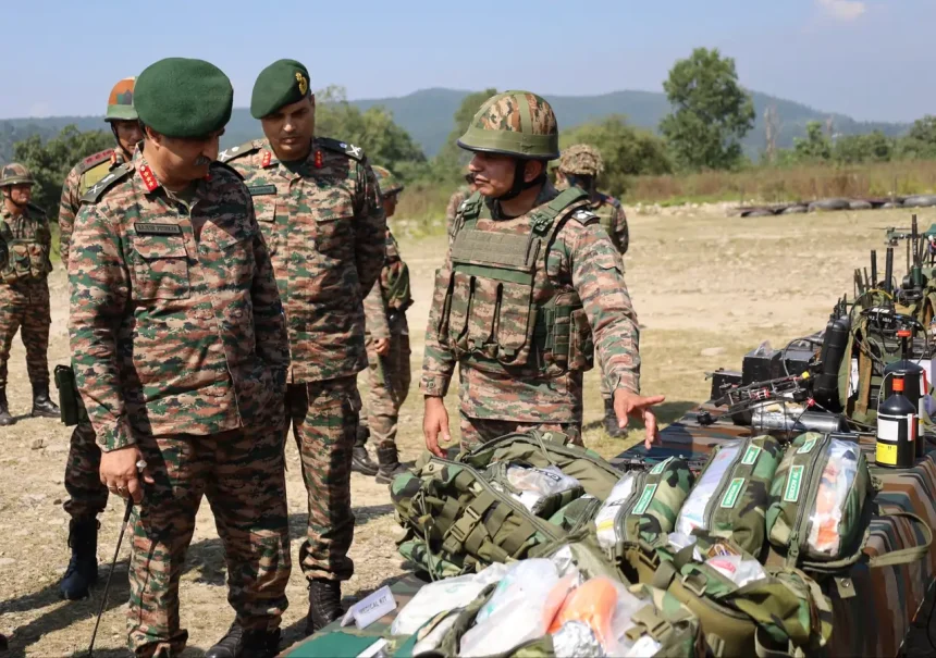 Lt Gen Rajesh Pushkar Singh Checking Equipment