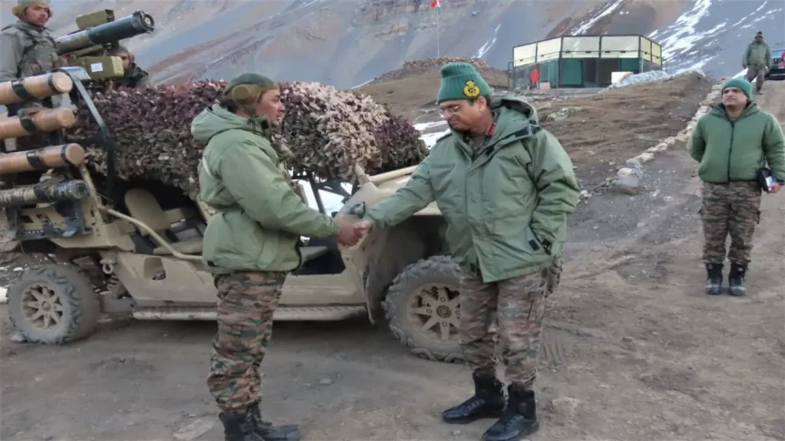 Lt Gen Sachdeva Shaking Hands with Officer