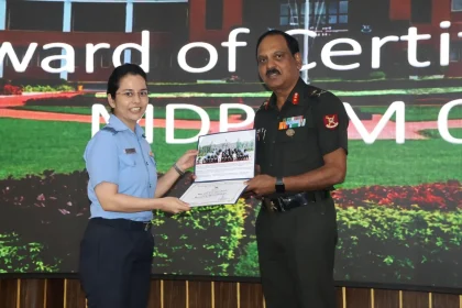 Officer Awarding Female Officer