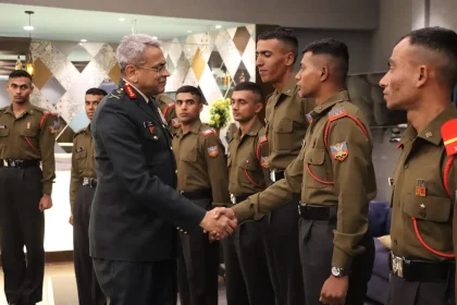 Lt Gen Anindya Sengupta Shaking Hands with Cadets
