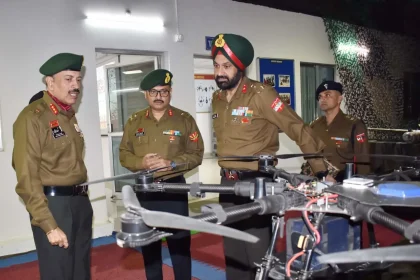 Lt Gen Rajiv Kumar Sahni Reviewing Drone