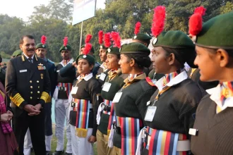 Admiral DK Tripathi and NCC Cadets