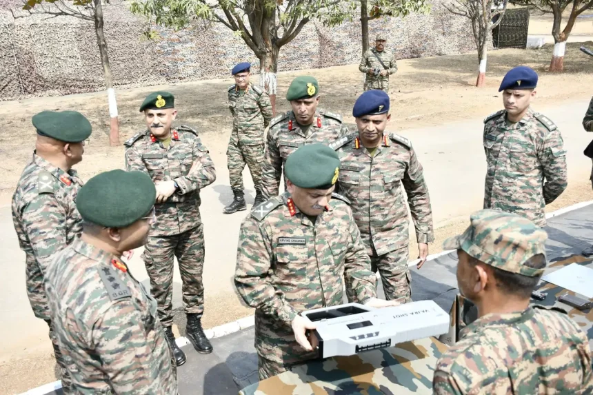 Lt Gen Arvind Chauhan Reviewing