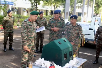 Lt Gen Mukesh Chadda Reviewing