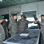 Lt Gen Sahni Reviewing Rifles