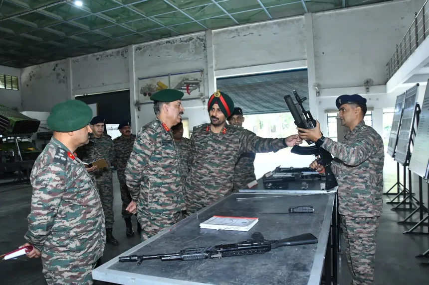 Lt Gen Sahni Reviewing Rifles