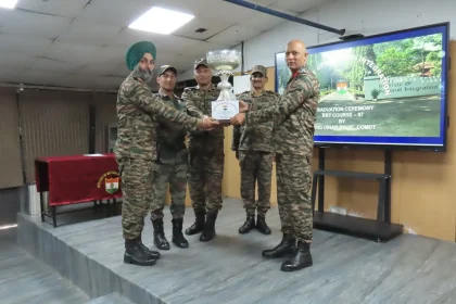 Officer Giving Trophy