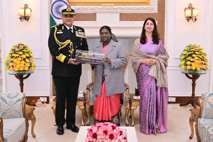 Vice Admiral Sanjay Bhalla and His Wife with President