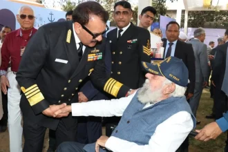Admiral DK Tripathi Shaking Hands