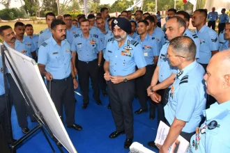 Air Chief Marshal AP Singh Reviewing