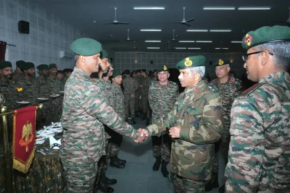 Lt Gen Manoj Kumar Katiyar Shaking Hands