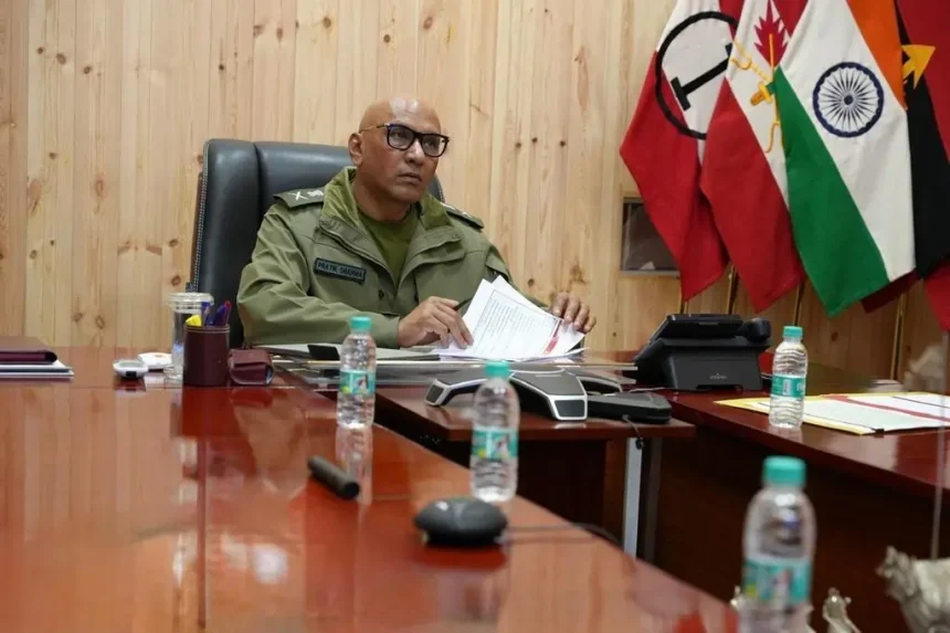 Lt Gen Pratik Sharma Reviewing