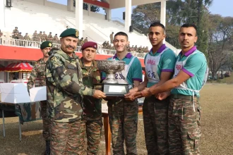 Officer Cadets Receiving Trophy