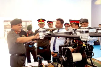 Lt Gen DS Kushwah Reviewing