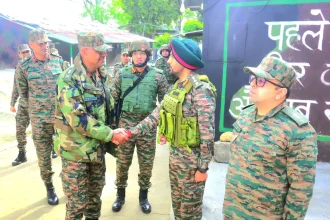 Lt Gen PK Mishra Shaking Hands