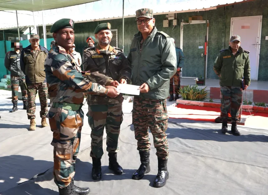 Lt Gen PK Mishra with Soldiers