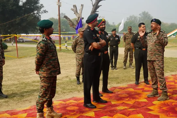 Major General IS Gill Reviewing