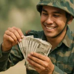 indian army soldier counting money