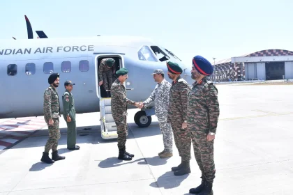 Lieutenant General Devendra Sharma Shaking Hands