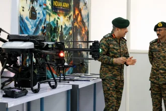 Lt Gen VMB Krishnan Reviewing Drone 1