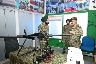 Lt Gen VMB Krishnan Reviewing Drone