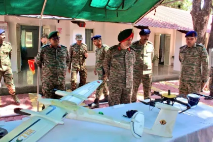 Maj Gen MPS Gill Reviewing