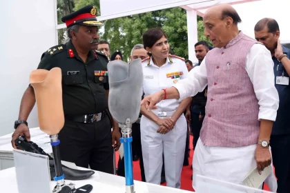 Rajnath Singh Reviewing