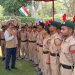 Sub Maj Hony Capt Yogendra Singh Yadav Talking with NCC Cadets