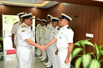 VAdm Sameer Saxena Shaking Hands