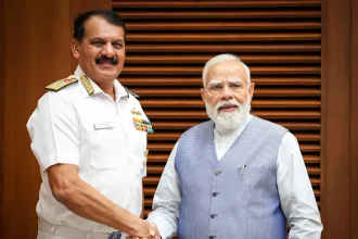 Admiral Dinesh K Tripathi Meets PM Modi Before Handing Over Command of Indian Navy