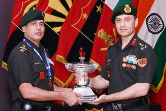 Brig Gaurav Kapoor Giving Trophy