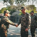 Lt Gen PK Mishra Shaking Hands