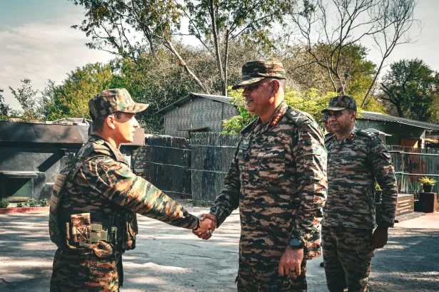 Lt Gen PK Mishra Shaking Hands