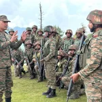 Lt Gen Pratik Sharma with Troops