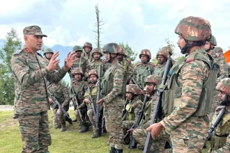 Lt Gen Pratik Sharma with Troops