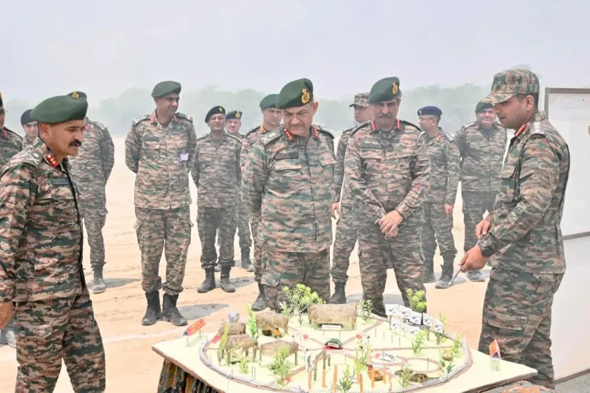 Lt Gen Pushpendra Singh Reviewing