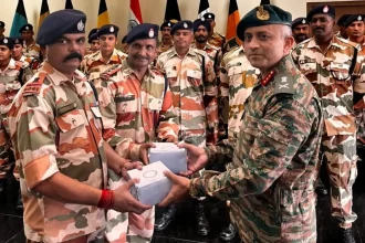 Lt Gen Shukla with ITBP Officers