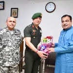 Maj Gen Vivek Tyagi with Nitin Gadkari