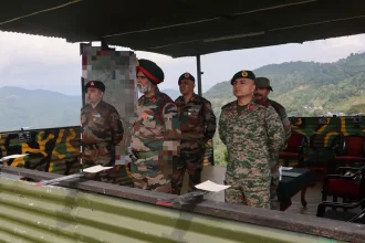 Maj Gen Harinder Singh Reviewing