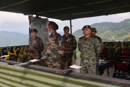 Maj Gen Harinder Singh Reviewing