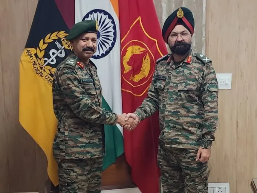 Maj Gen VK Patra Shaking Hands