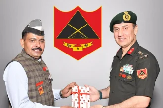 Officer with Sub Maj Hony Capt Yogendra Singh Yadav