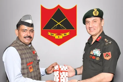 Officer with Sub Maj Hony Capt Yogendra Singh Yadav